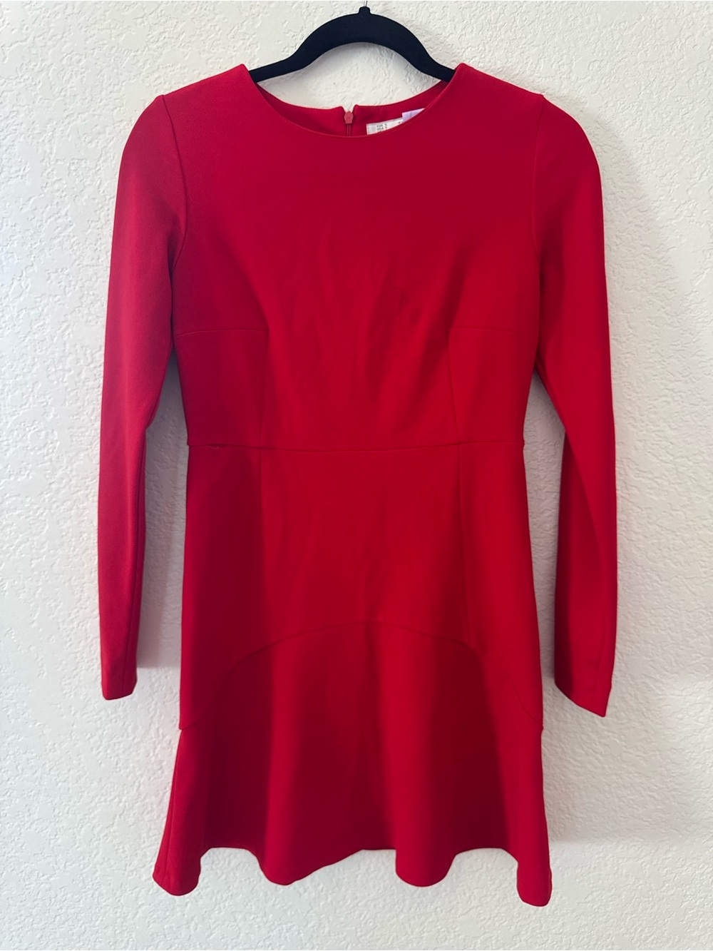 Zara Red Long-Sleeve Fit & Flare Dress